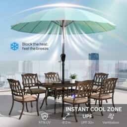 OUTSUNNY 2m Shanghai Garden Parasol Umbrella, Outdoor Sun Shade in Turquoise - thumbnail 4
