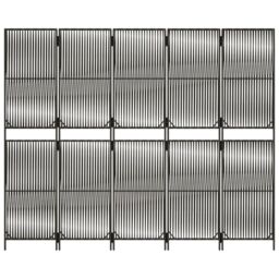 Berkfield Home Room Divider 5 Panels Grey Poly Rattan - thumbnail 5