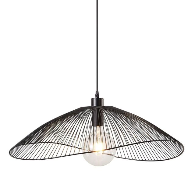 Harper Living Contemporary Medium Pendant Ceiling Light Decorative shade with curved metal threads in Black - image 1