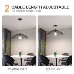 Harper Living Contemporary Medium Pendant Ceiling Light Decorative shade with curved metal threads in Black - thumbnail 4