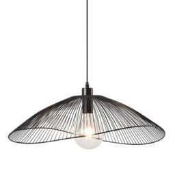 Harper Living Contemporary Medium Pendant Ceiling Light Decorative shade with curved metal threads in Black - thumbnail 1