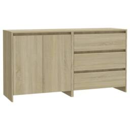 Berkfield Home 2 Piece Sideboard Sonoma Oak Engineered Wood in Beige - thumbnail 1