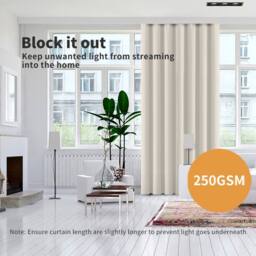 Marlow Blockout Curtains Blackout Window Curtain Draperies Pair Eyelet Bedroom Decor in Beige - Size: 117 cm width x 183 cm drop - thumbnail 4
