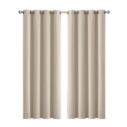 Marlow Blockout Curtains Blackout Window Curtain Draperies Pair Eyelet Bedroom Decor in Beige - Size: 117 cm width x 183 cm drop - thumbnail 1