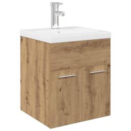 Berkfield Home Sink Cabinet with Built-in Basin & Faucet Artisan Oak in Brown - thumbnail 3
