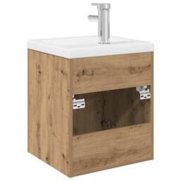 Berkfield Home Sink Cabinet with Built-in Basin & Faucet Artisan Oak in Brown - thumbnail 7