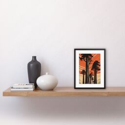 "Artery8 Wall Art Print Sequoia National Forest Large Tree Linocut Poster Artwork Framed 9X7 Inch in Black - Size: W7"" x H9""" - thumbnail 2