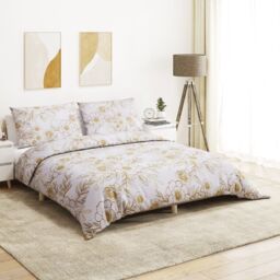 Berkfield Home Duvet Cover Set White & Brown 200x220 cm Cotton
