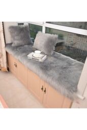 Living and Home 60x120cm Grey Plush Faux Wool Rectangular Area Rugs Window Sill & Sofa Cushion - Size: 60 cm x 120 cm - thumbnail 4