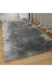 Living and Home 60x120cm Grey Plush Faux Wool Rectangular Area Rugs Window Sill & Sofa Cushion - Size: 60 cm x 120 cm - thumbnail 5
