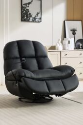 More4Homes Chicago Swivel & Rocker Manual Recliner Chair in Black