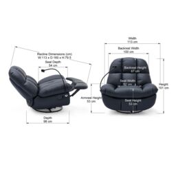 More4Homes Chicago Swivel & Rocker Manual Recliner Chair in Black - thumbnail 7