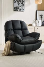 More4Homes Chicago Swivel & Rocker Manual Recliner Chair in Black - thumbnail 3
