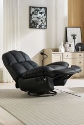 More4Homes Chicago Swivel & Rocker Manual Recliner Chair in Black - thumbnail 2