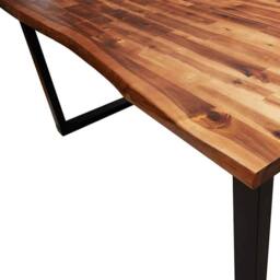 Berkfield Home Beautiful Dining Table with Live Edge 140x80x75 cm Solid Wood Acacia in Brown - Size: 140 x 80 x 75 cm - thumbnail 7
