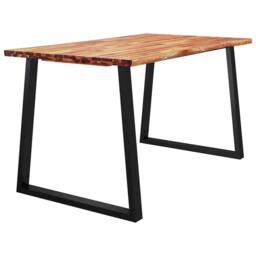 Berkfield Home Beautiful Dining Table with Live Edge 140x80x75 cm Solid Wood Acacia in Brown - Size: 140 x 80 x 75 cm - thumbnail 1