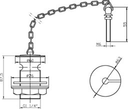 Balterley Round Basin Waste with Brass Plug & Link Chain, Slotted - Chrome in Silver - thumbnail 2