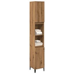 Berkfield Home Bathroom Cabinet Artisan Oak 30x30x190 cm Engineered Wood in Brown - Size: 30 x 30 x 190 cm - thumbnail 3