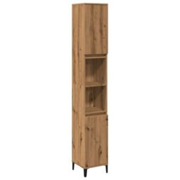 Berkfield Home Bathroom Cabinet Artisan Oak 30x30x190 cm Engineered Wood in Brown - Size: 30 x 30 x 190 cm - thumbnail 2