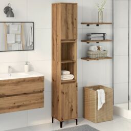 Berkfield Home Bathroom Cabinet Artisan Oak 30x30x190 cm Engineered Wood in Brown - Size: 30 x 30 x 190 cm - thumbnail 1