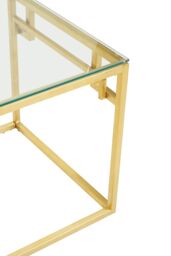 Orsina Gold Brushed Side Table, Tempered Glass Top Side Table, Steel Frame Bedside Table, Cocktail Table for Home - thumbnail 5