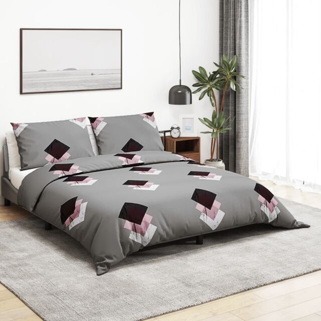 Berkfield Home Duvet Cover Set Grey 140x200 cm Cotton - image 1