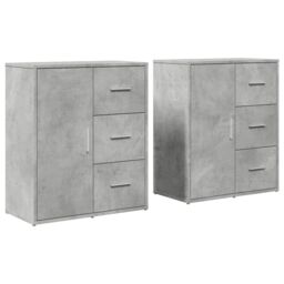 Berkfield Home Sideboards 2 pcs Concrete Grey 60x31x70 cm Engineered Wood - Size: 60 x 31 x 70 cm - thumbnail 2