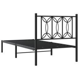 Berkfield Home Metal Bed Frame without Mattress with Headboard Black 80x200cm - Size: 80x200 cm - thumbnail 6