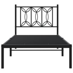 Berkfield Home Metal Bed Frame without Mattress with Headboard Black 80x200cm - Size: 80x200 cm - thumbnail 4
