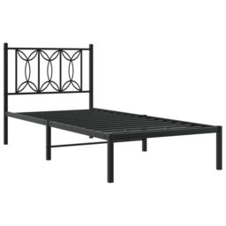 Berkfield Home Metal Bed Frame without Mattress with Headboard Black 80x200cm - Size: 80x200 cm - thumbnail 3