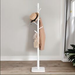 FURNOS Wooden Square Base Coat Stand With 8 Hooks in Natural