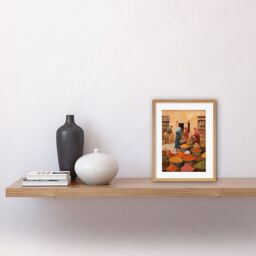 "Artery8 Wall Art Print Traditional Rural Indian Food Market Watercolour Artwork Spices Herbs Artwork Framed 9X7 Inch in Beige - Size: W7"" x H9""" - thumbnail 2