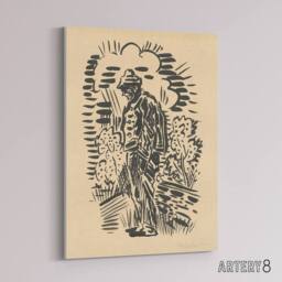 "Artery8 Guilt Ink Drawing Arnold Weisz Kubincan Canvas Wall Art in Beige - Size: W18"" x H24""" - thumbnail 2