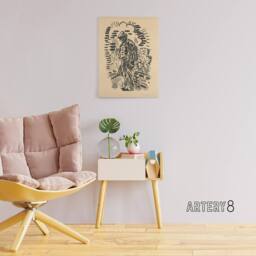 "Artery8 Guilt Ink Drawing Arnold Weisz Kubincan Canvas Wall Art in Beige - Size: W18"" x H24""" - thumbnail 3