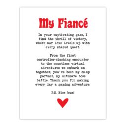 "Artery8 Love Poem Gamer Nerd Fiancé Romantic Poetry Fun Wall Art Print in White - Size: W24"" x H32""" - thumbnail 1