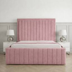 Living Comfort Bedz Sovereign Upholstered Gas Lift Storage Bed with 48 Inch Headboard in Pink - Size: King - thumbnail 2