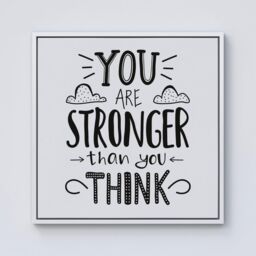 Warren Reed - Designer You Are Stronger Than You Think Framed Canvas in Off-White - Size: w10 inch x h10 inch - thumbnail 1
