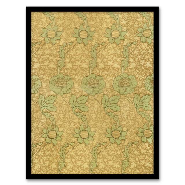 "Artery8 Kennet Floral Pattern Orange Green Framed Wall Art Print William Morris - Size: W12"" x H16""" - image 1