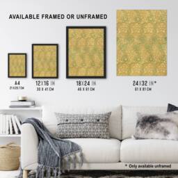 "Artery8 Kennet Floral Pattern Orange Green Framed Wall Art Print William Morris - Size: W12"" x H16""" - thumbnail 3