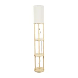 ValueLights Elsa Natural Wooden 3 Tier Floor Lamp with Fabric Shade & LED Bulb - thumbnail 2