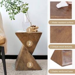 Havendro Indoor Outdoor Sofa Side Table Pedestal Concrete in Brown - thumbnail 4