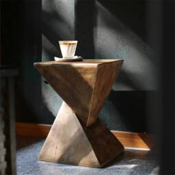 Havendro Indoor Outdoor Sofa Side Table Pedestal Concrete in Brown - thumbnail 3