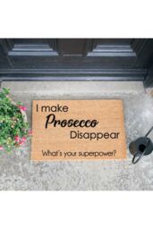 Artsy Mats I Make Prosecco Disappear What's Your Superpower Doormat in Black - Size: 40 cm x 60 cm - thumbnail 2