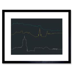 "Artery8 Wall Art Print Edinburgh Scotland Cityscape Skyline Line Drawing Framed Art in Black - Size: W7"" x H9""" - thumbnail 1