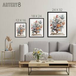 "Artery8 Stone Vase with Flower Bouquet Johan Teyler Black Framed Canvas Art in White - Size: W12"" x H16""" - thumbnail 4