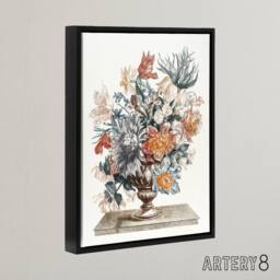 "Artery8 Stone Vase with Flower Bouquet Johan Teyler Black Framed Canvas Art in White - Size: W12"" x H16""" - thumbnail 2