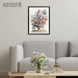 "Artery8 Stone Vase with Flower Bouquet Johan Teyler Black Framed Canvas Art in White - Size: W12"" x H16""" - thumbnail 3