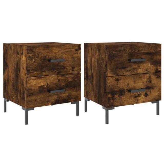 Berkfield Home Bedside Cabinets 2 pcs Smoked Oak 40x35x47.5 cm Engineered Wood in Brown - image 1