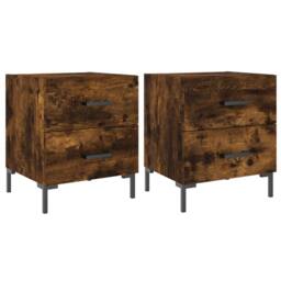 Berkfield Home Bedside Cabinets 2 pcs Smoked Oak 40x35x47.5 cm Engineered Wood in Brown - thumbnail 1