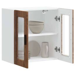 Berkfield Home Kitchen Wall Cabinet with Glass Door Porto Old Wood in Brown - thumbnail 4
